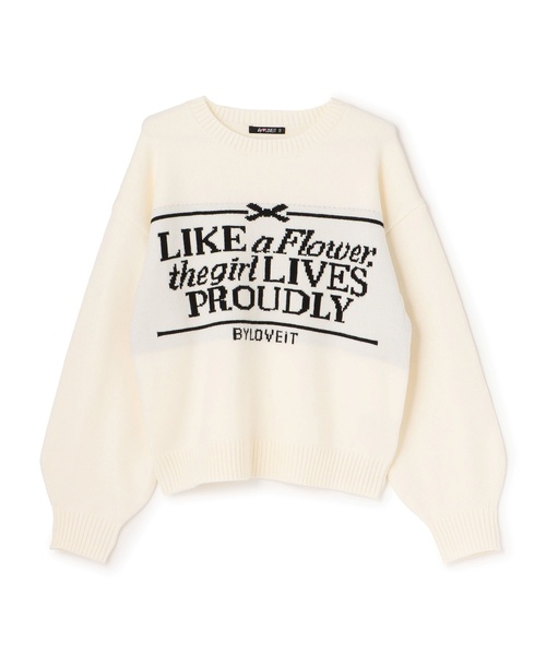 by LOVEiT（バイラビット）の「パネルロゴニット（ニット/セーター・キッズ・オフホワイト/レッド/グリーン・120cm/150cm/130cm/140cm/160cm）」の2枚目の写真