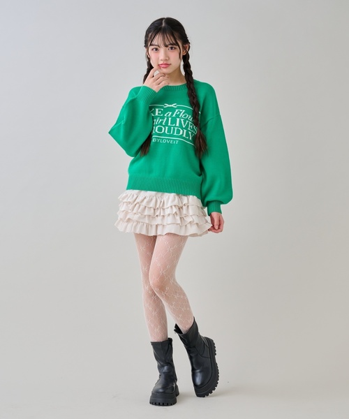 by LOVEiT（バイラビット）の「パネルロゴニット（ニット/セーター・キッズ・オフホワイト/レッド/グリーン・120cm/150cm/130cm/140cm/160cm）」の6枚目の写真