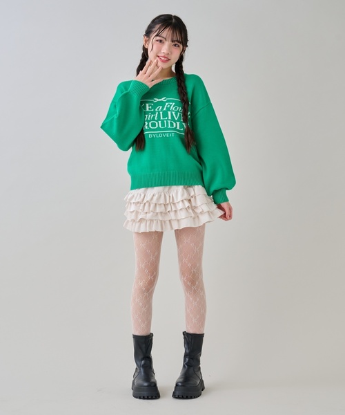 by LOVEiT（バイラビット）の「パネルロゴニット（ニット/セーター・キッズ・オフホワイト/レッド/グリーン・120cm/150cm/130cm/140cm/160cm）」の7枚目の写真