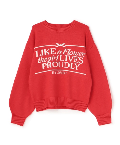 by LOVEiT（バイラビット）の「パネルロゴニット（ニット/セーター・キッズ・オフホワイト/レッド/グリーン・120cm/150cm/130cm/140cm/160cm）」の9枚目の写真