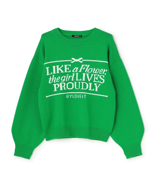 by LOVEiT（バイラビット）の「パネルロゴニット（ニット/セーター・キッズ・オフホワイト/レッド/グリーン・120cm/150cm/130cm/140cm/160cm）」の10枚目の写真