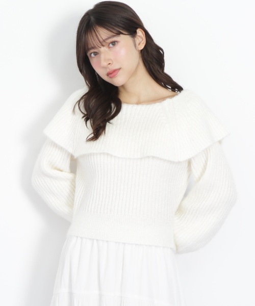 JILL by JILL STUART（ジルバイジルスチュアート）の「◇ ふわふわケープニット（ニット/セーター・レディース・ホワイト/ピンク/ブルー・FREE）」の2枚目の写真