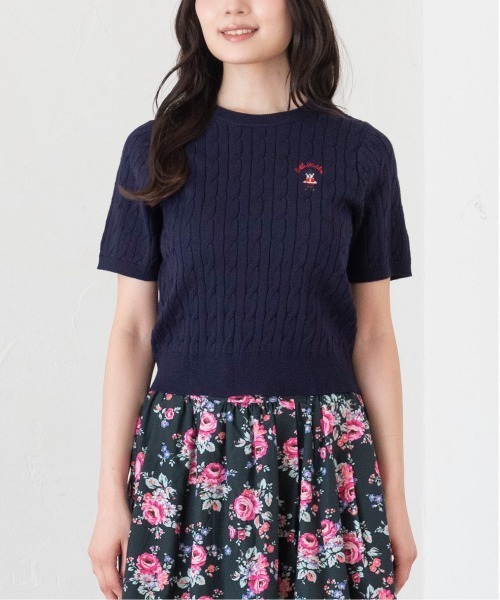 Cath Kidston(キャスキッドソン)の「ショートスリーブニットトップス London Dog(ニット/セーター・レディース・ネイビー/レッド/ピンク/ブルー/アイボリー・FREE)」の3枚目の写真