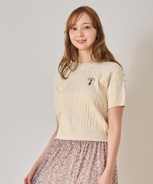 Cath Kidston(キャスキッドソン)の「ショートスリーブニットトップス London Dog(ニット/セーター・レディース・ネイビー/レッド/ピンク/ブルー/アイボリー・FREE)」の6枚目の写真