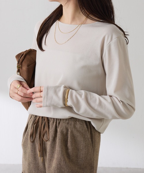 COLLAGE GALLARDAGALANTE（コラージュガリャルダガランテ）の「ベーシックシアーロンT/WEB限定カラー展開（Tシャツ/カットソー・レディース・ベージュ/ネイビー/イエロー/オフホワイト/ブルー/ブラック・FREE）」の3枚目の写真