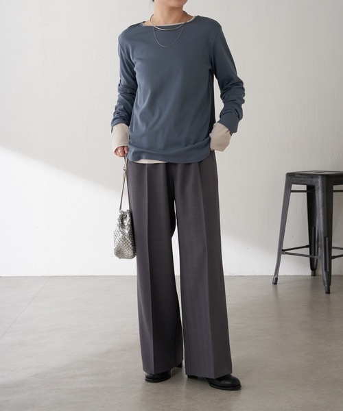 COLLAGE GALLARDAGALANTE（コラージュガリャルダガランテ）の「ベーシックシアーロンT/WEB限定カラー展開（Tシャツ/カットソー・レディース・ベージュ/ネイビー/イエロー/オフホワイト/ブルー/ブラック・FREE）」の9枚目の写真