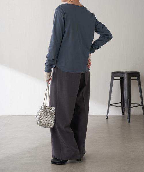 COLLAGE GALLARDAGALANTE（コラージュガリャルダガランテ）の「ベーシックシアーロンT/WEB限定カラー展開（Tシャツ/カットソー・レディース・ベージュ/ネイビー/イエロー/オフホワイト/ブルー/ブラック・FREE）」の15枚目の写真