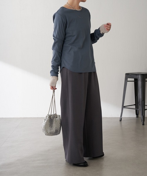 COLLAGE GALLARDAGALANTE（コラージュガリャルダガランテ）の「ベーシックシアーロンT/WEB限定カラー展開（Tシャツ/カットソー・レディース・ベージュ/ネイビー/イエロー/オフホワイト/ブルー/ブラック・FREE）」の16枚目の写真