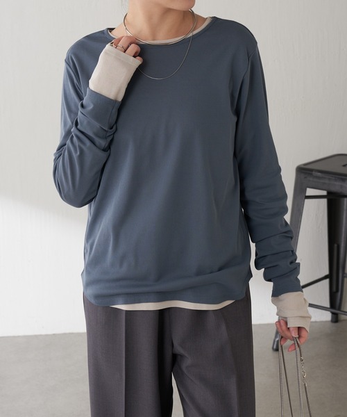 COLLAGE GALLARDAGALANTE（コラージュガリャルダガランテ）の「ベーシックシアーロンT/WEB限定カラー展開（Tシャツ/カットソー・レディース・ベージュ/ネイビー/イエロー/オフホワイト/ブルー/ブラック・FREE）」の10枚目の写真