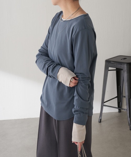 COLLAGE GALLARDAGALANTE（コラージュガリャルダガランテ）の「ベーシックシアーロンT/WEB限定カラー展開（Tシャツ/カットソー・レディース・ベージュ/ネイビー/イエロー/オフホワイト/ブルー/ブラック・FREE）」の11枚目の写真