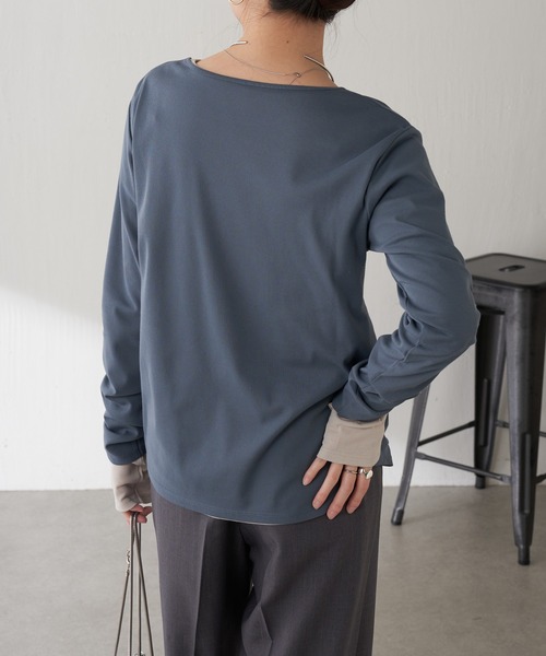 COLLAGE GALLARDAGALANTE（コラージュガリャルダガランテ）の「ベーシックシアーロンT/WEB限定カラー展開（Tシャツ/カットソー・レディース・ベージュ/ネイビー/イエロー/オフホワイト/ブルー/ブラック・FREE）」の12枚目の写真