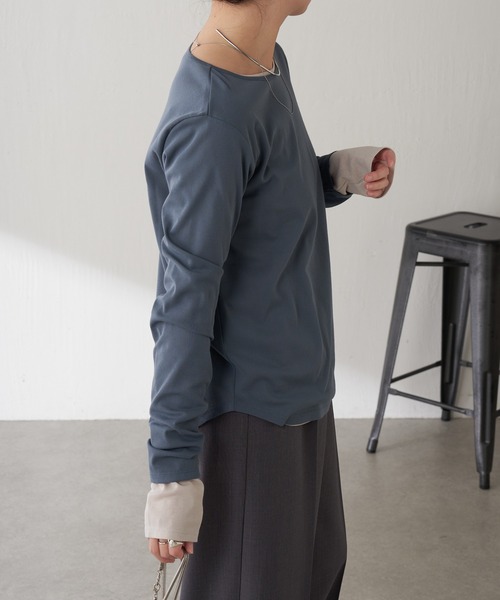 COLLAGE GALLARDAGALANTE（コラージュガリャルダガランテ）の「ベーシックシアーロンT/WEB限定カラー展開（Tシャツ/カットソー・レディース・ベージュ/ネイビー/イエロー/オフホワイト/ブルー/ブラック・FREE）」の13枚目の写真