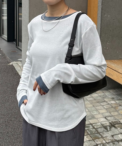 COLLAGE GALLARDAGALANTE（コラージュガリャルダガランテ）の「ベーシックシアーロンT/WEB限定カラー展開（Tシャツ/カットソー・レディース・ベージュ/ネイビー/イエロー/オフホワイト/ブルー/ブラック・FREE）」の8枚目の写真