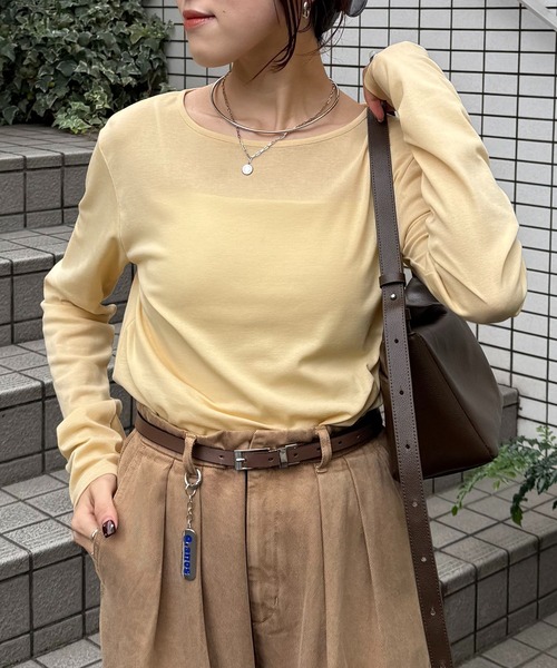 COLLAGE GALLARDAGALANTE（コラージュガリャルダガランテ）の「ベーシックシアーロンT/WEB限定カラー展開（Tシャツ/カットソー・レディース・ベージュ/ネイビー/イエロー/オフホワイト/ブルー/ブラック・FREE）」の18枚目の写真