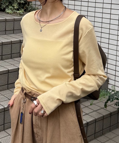 COLLAGE GALLARDAGALANTE（コラージュガリャルダガランテ）の「ベーシックシアーロンT/WEB限定カラー展開（Tシャツ/カットソー・レディース・ベージュ/ネイビー/イエロー/オフホワイト/ブルー/ブラック・FREE）」の19枚目の写真