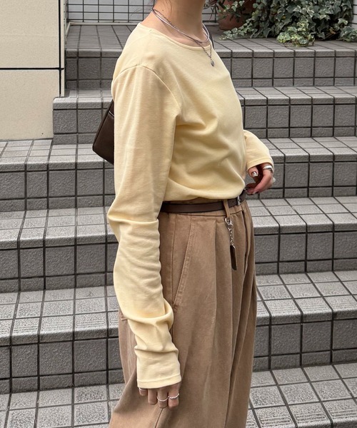 COLLAGE GALLARDAGALANTE（コラージュガリャルダガランテ）の「ベーシックシアーロンT/WEB限定カラー展開（Tシャツ/カットソー・レディース・ベージュ/ネイビー/イエロー/オフホワイト/ブルー/ブラック・FREE）」の22枚目の写真