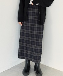 起毛チェックナロースカート