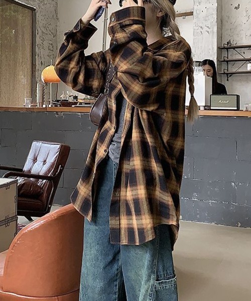 Flugge(フラッジー)の「チェックカジュアルシャツ(シャツ/ブラウス・レディース・ブラウン・LARGE/MEDIUM)」の2枚目の写真
