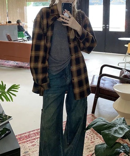Flugge(フラッジー)の「チェックカジュアルシャツ(シャツ/ブラウス・レディース・ブラウン・LARGE/MEDIUM)」の3枚目の写真