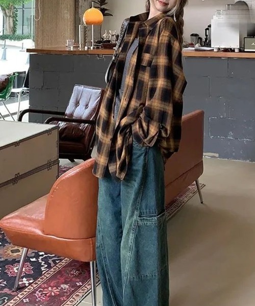 Flugge(フラッジー)の「チェックカジュアルシャツ(シャツ/ブラウス・レディース・ブラウン・LARGE/MEDIUM)」の6枚目の写真