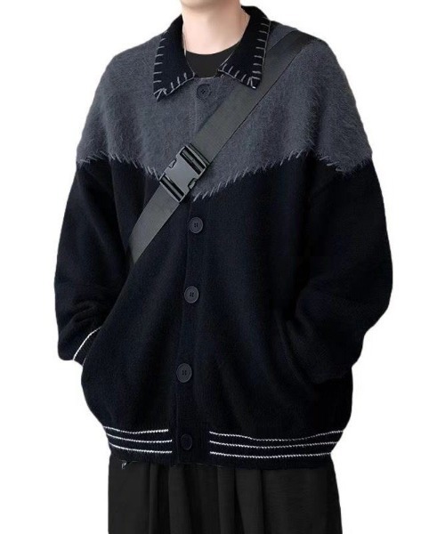 セール】フェイクファーカラー切替ニットカーディガン（ニット