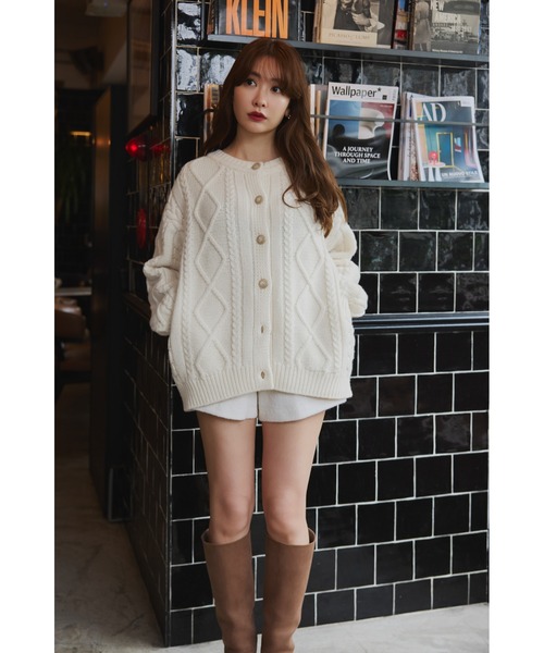 トップス Herlipto H Boa Cable Knit Cardigan H Boa Cable Knit Cardigan