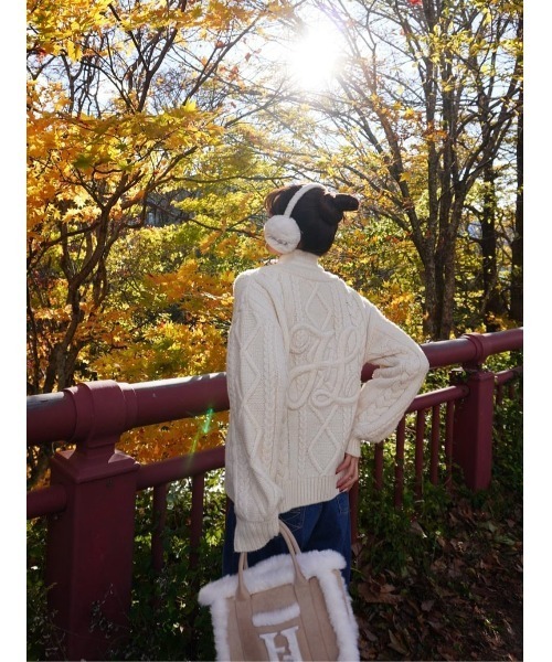 新品未使用　herlipto H Boa Cable Knit Cardigan H Boa Cable Knit Cardigan