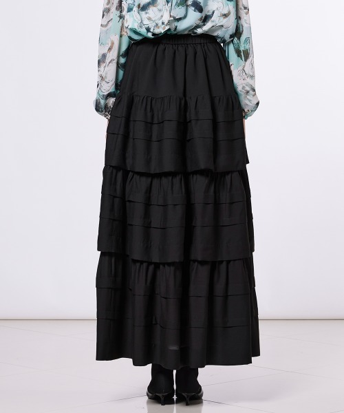 Sov.（ソブ）の「クレープシフォン ティアードスカート（スカート・レディース・ブラック/オフホワイト・38/36）」の6枚目の写真