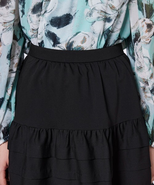 Sov.（ソブ）の「クレープシフォン ティアードスカート（スカート・レディース・ブラック/オフホワイト・38/36）」の7枚目の写真