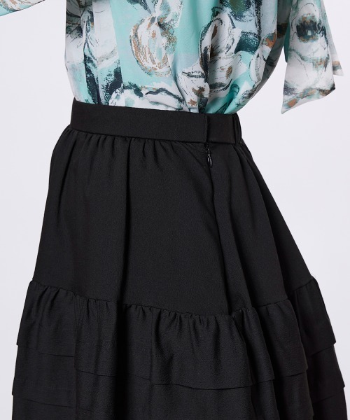 Sov.（ソブ）の「クレープシフォン ティアードスカート（スカート・レディース・ブラック/オフホワイト・38/36）」の8枚目の写真