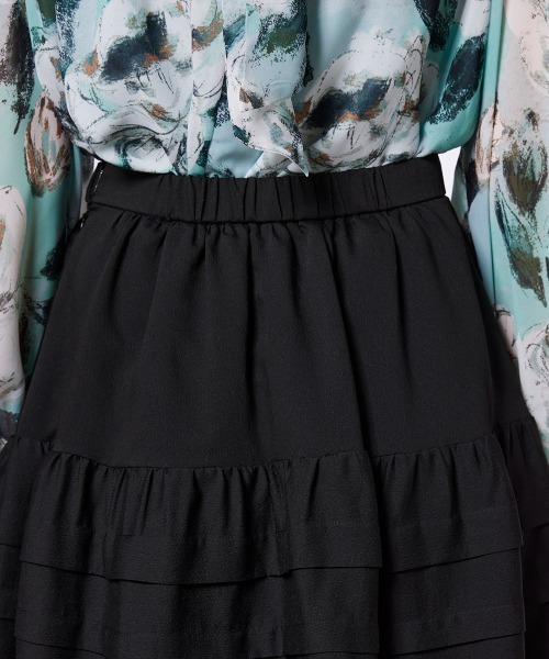 Sov.（ソブ）の「クレープシフォン ティアードスカート（スカート・レディース・ブラック/オフホワイト・38/36）」の10枚目の写真