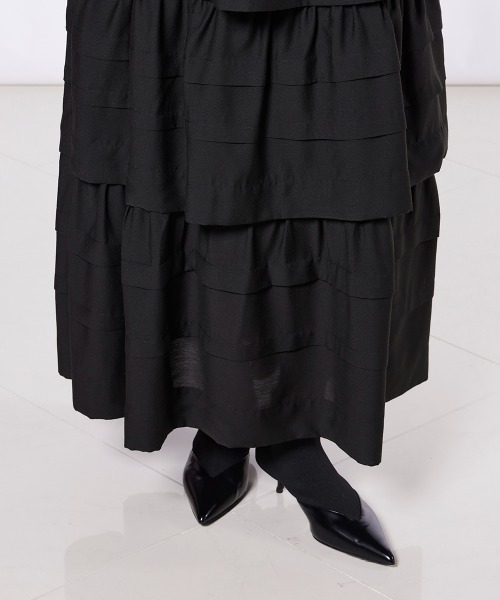 Sov.（ソブ）の「クレープシフォン ティアードスカート（スカート・レディース・ブラック/オフホワイト・38/36）」の11枚目の写真