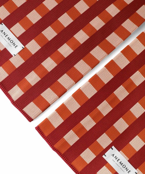 ANEMONE（アネモネ）の「チェック柄ニットバッグ（トートバッグ・レディース・ピンク/ブルー/オレンジ/ミント/ラベンダー・FREE）」の7枚目の写真