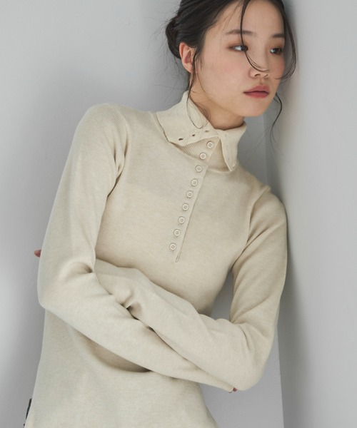 feepur（フェピュール）の「【ハンドウォッシャブル】ハーフボタンハイネックニット（ニット/セーター・レディース・グレー/ブラック/アイボリー・MEDIUM）」の14枚目の写真