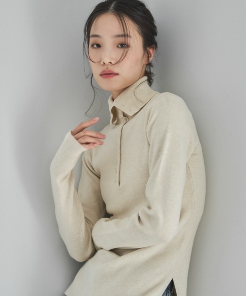 feepur（フェピュール）の「【ハンドウォッシャブル】ハーフボタンハイネックニット（ニット/セーター・レディース・グレー/ブラック/アイボリー・MEDIUM）」の16枚目の写真