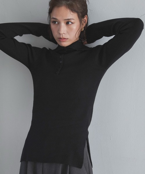 feepur（フェピュール）の「【ハンドウォッシャブル】ハーフボタンハイネックニット（ニット/セーター・レディース・グレー/ブラック/アイボリー・MEDIUM）」の10枚目の写真