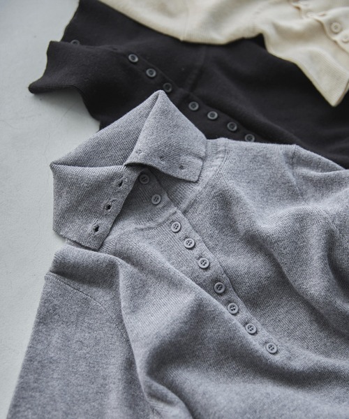 feepur（フェピュール）の「【ハンドウォッシャブル】ハーフボタンハイネックニット（ニット/セーター・レディース・グレー/ブラック/アイボリー・MEDIUM）」の20枚目の写真