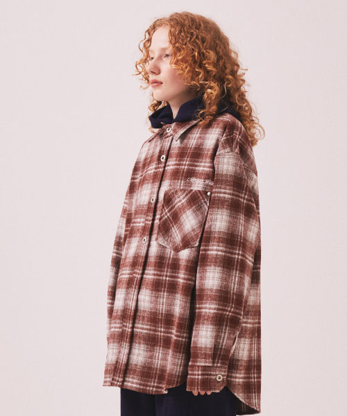 MENASOO(ミナス)の「MNS Classic Check Oversized Shirt Jacket_Burgundy(その他アウター・レディース・バーガンディー・F)」の2枚目の写真