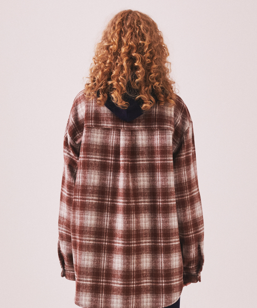 MENASOO(ミナス)の「MNS Classic Check Oversized Shirt Jacket_Burgundy(その他アウター・レディース・バーガンディー・F)」の3枚目の写真