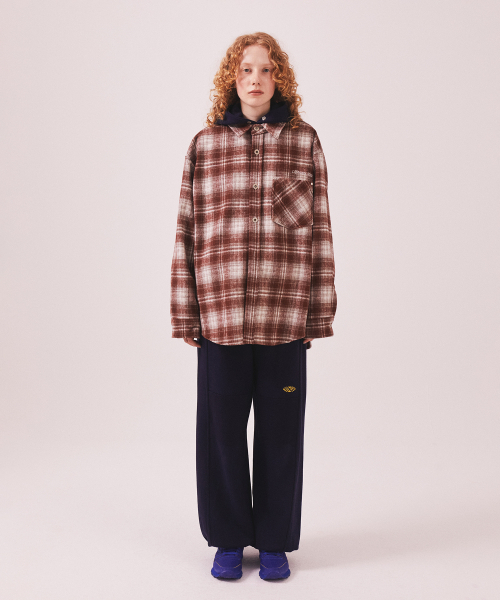 MENASOO(ミナス)の「MNS Classic Check Oversized Shirt Jacket_Burgundy(その他アウター・レディース・バーガンディー・F)」の4枚目の写真