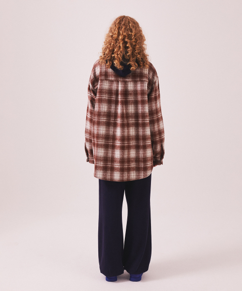 MENASOO(ミナス)の「MNS Classic Check Oversized Shirt Jacket_Burgundy(その他アウター・レディース・バーガンディー・F)」の6枚目の写真