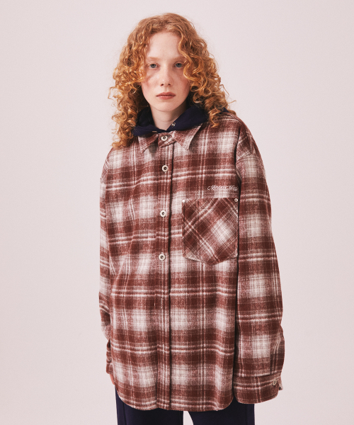 MENASOO(ミナス)の「MNS Classic Check Oversized Shirt Jacket_Burgundy(その他アウター・レディース・バーガンディー・F)」の9枚目の写真