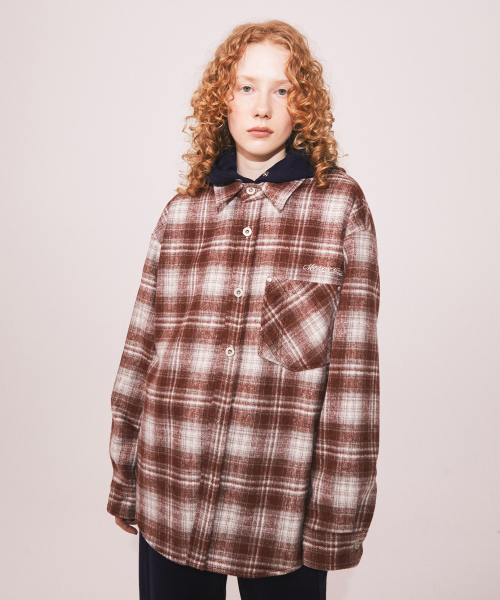 MENASOO(ミナス)の「MNS Classic Check Oversized Shirt Jacket_Burgundy(その他アウター・レディース・バーガンディー・F)」の10枚目の写真