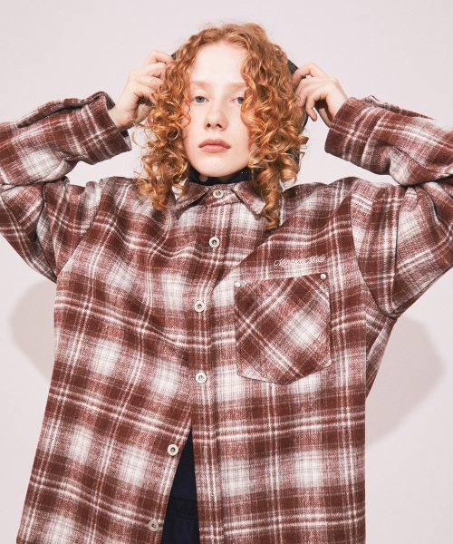 MENASOO(ミナス)の「MNS Classic Check Oversized Shirt Jacket_Burgundy(その他アウター・レディース・バーガンディー・F)」の11枚目の写真