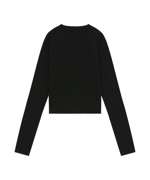 EASY NO EASY(イージーノーイージー)の「リブドクロップロングスリーブ-ブラック(Tシャツ/カットソー・レディース・ブラック・FREE)」の3枚目の写真