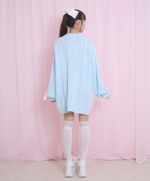 Honey Cinnamon(ハニーシナモン)の「ハニーアップリケニットワンピース(チュニック・レディース・ピンク/サックスブルー/ブラック・FREE)」の7枚目の写真