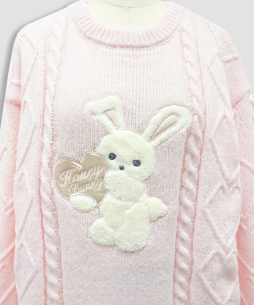 Honey Cinnamon フルジップうさぎカウチンニット ニット Honey Cinnamon（ハニーシナモン）の「フルジップうさぎカウチンニット