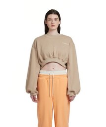 Logo Cropped Sweatshirt_Beige