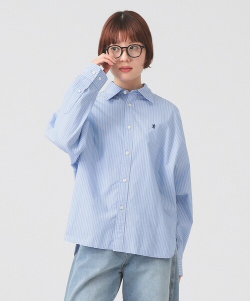 GYMPHLEX（ジムフレックス）の「【別注】Gymphlex / ストライプ シャツ（シャツ/ブラウス・レディース・ブルー/グリーン・14）」の2枚目の写真