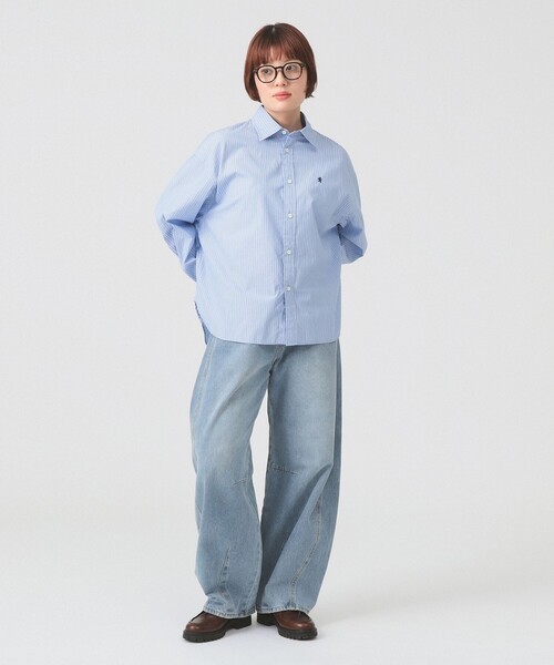 GYMPHLEX（ジムフレックス）の「【別注】Gymphlex / ストライプ シャツ（シャツ/ブラウス・レディース・ブルー/グリーン・14）」の7枚目の写真